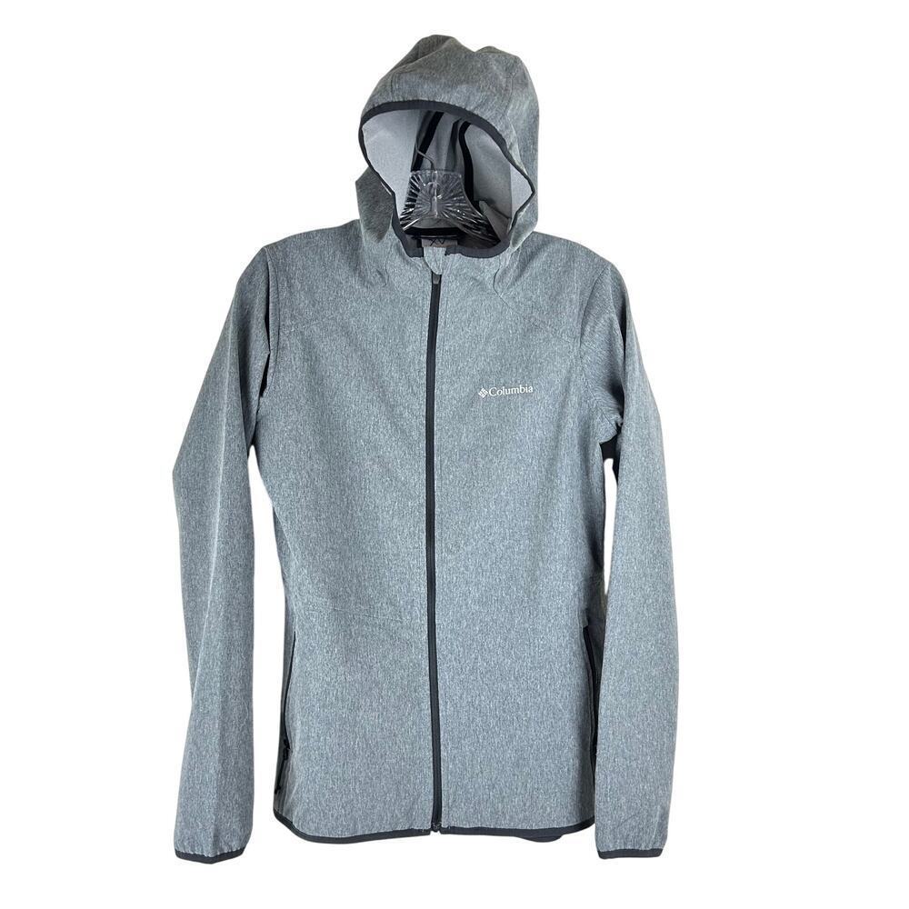 Columbia Womens Miller Peak Softshell Gray Jacket Sz Small Water Repellant Hood